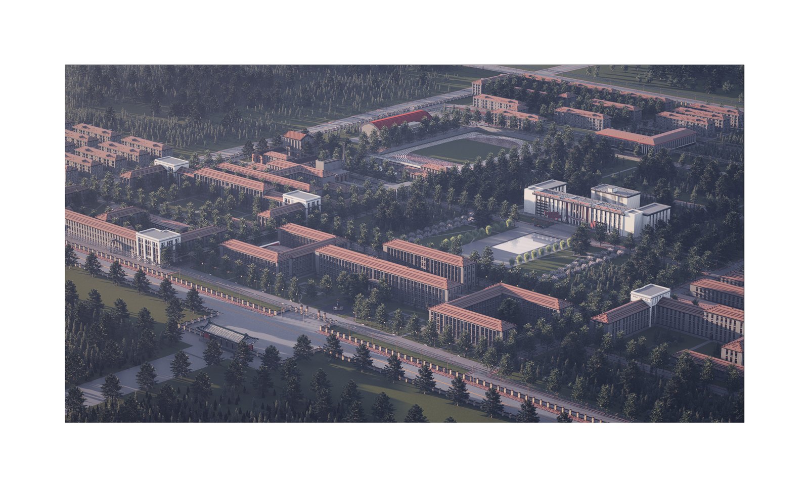 Pixel Westward — campus evening